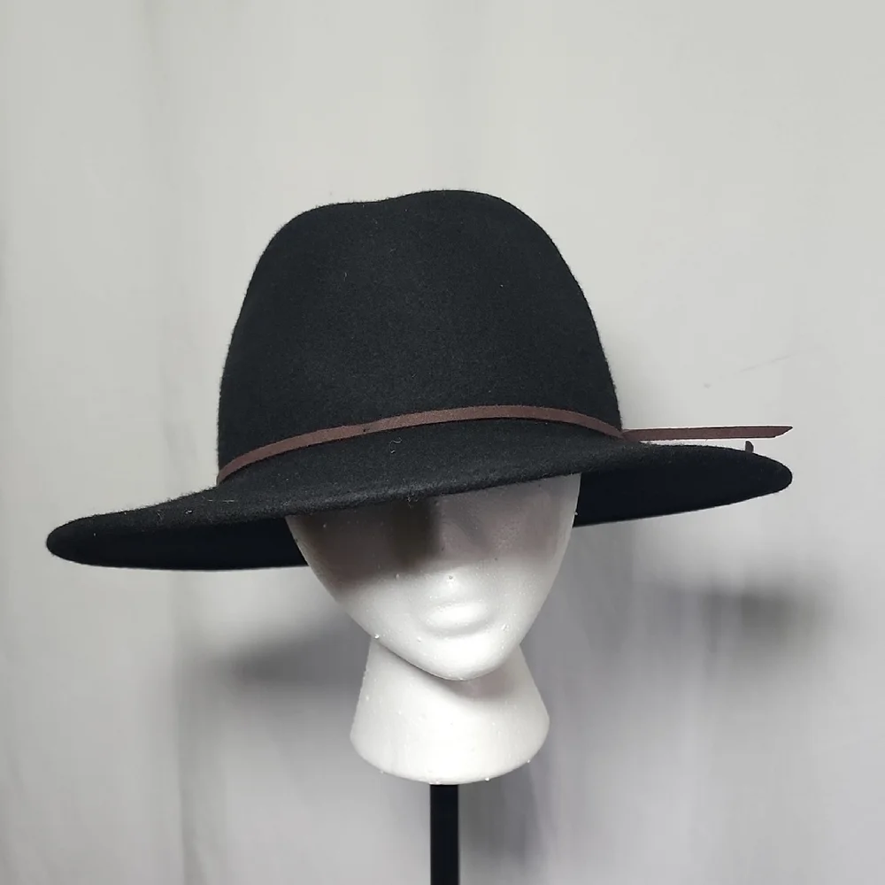 Wool  Black Fedora with Brown Band